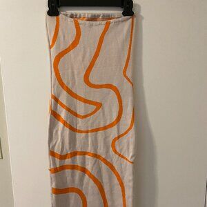 Orange Striped Bodycon Dress